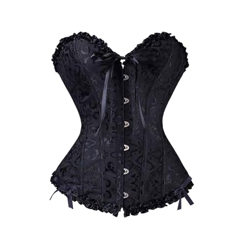 Damen Sexy Korsett Top Halloween Schwarz Corsage - Schulterfreies Große Größen Korsett Oberteil Mit Schnürung Piratenkostüm Für Karneval Party von Pdakieyxnd