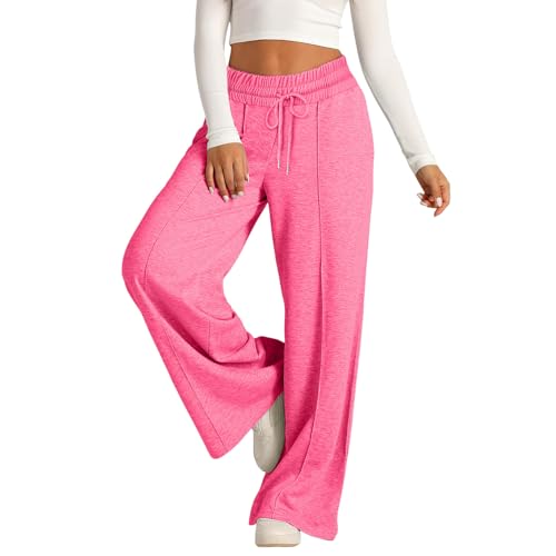 Damen Wanderhose, Sporthose Damen Lang Trainingshose, Fahrradhose Freizeit Baggy Baumwolle Jogging Hose Für Frauen Lange Freizeithose Slim Fit Heißes Rosa von Pdakieyxnd