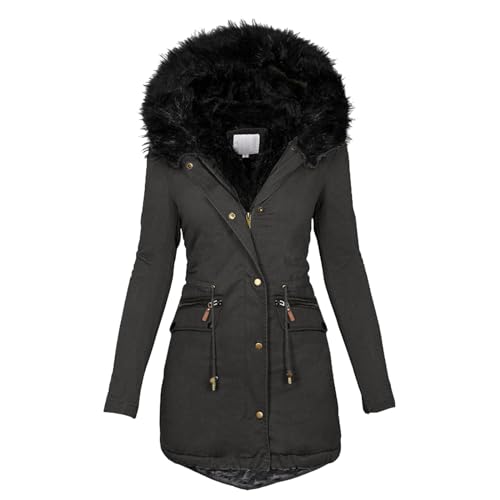 Damen Winterjacke Sale, Damen Parka Übergang Wintermantel Damen Lang Winterjacke Elegant Winddichte Damenmantel Mäntel Gefüttert Winterparka Bequemes Steppjacke von Pdakieyxnd