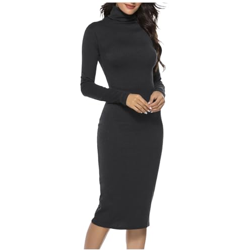 Damenkleid Winter, Strickkleid Damen Langarm Pulloverkleid Winter Strick Kleid Lässig Mode Sweatkleid Stickerei Pulli Elegant Weihnachtskleid Partykleid Schwarz von Pdakieyxnd