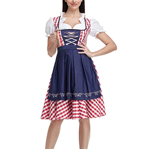 Dirndl Billig, Trachtenkleid Damen Lang Dirndl, Midi Grün Dirndle Billig Trachtenrock Trachtenmode Kleid Für Oktoberfest Rot von Pdakieyxnd