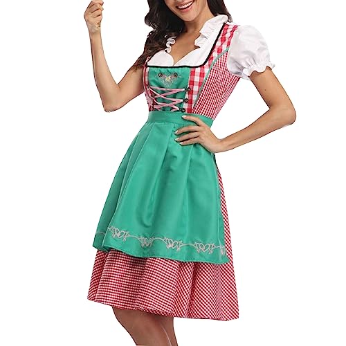 Dirndl Damen Midi, Dirndl Damen Midi, Knielang Samt Trachtenkleid Grosse Grössen Lang Dirndel Schürzen 3 Teilig Dirndl Set Komplett Modern Billig Dirndl Mit Bluse Für Oktoberfest Grün von Pdakieyxnd