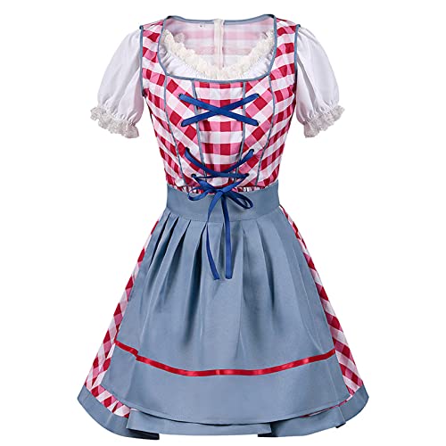 Dirndl Grosse Grössen Damen Billig - Trachtenmode Midi Samt Dirndelkleider Mit Bluse Dirndlbluse Dirndlschürze 3 Teilig Für Oktoberfest Besondere Anlässe Rot von Pdakieyxnd