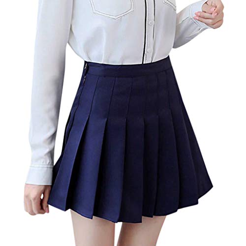 Faltenrock Damen Grau, Kurz Faltenrock Damen Grauer Mini Rock - Hohe Taille A-Linie Skater Mini Rock Tennis Rock Schuluniform Plissee Cheerleader-Rock von Pdakieyxnd