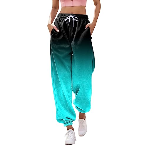 Golfhose Damen, Sweatpants Damen Baggy Jogpants, Weite Sporthose Baumwolle Jogging Hose Für Frauen Lange Freizeithose Slim Fit Trainingshose Blau von Pdakieyxnd