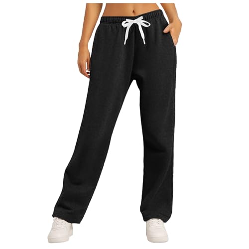 Golfhose Damen, Trainingshose Damen Baggy Sporthose, Hosen Leicht Cargohosen Lang Baumwolle Jogging Hose Für Frauen Lange Freizeithose Slim Fit Schwarz von Pdakieyxnd