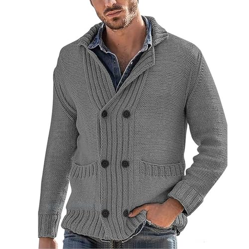 Herren Arbeitspullover - Sweater Männer Oversize Pulli, Sweatshirt Feinstrick Basic Shirt Office Pullover Regular Fit Strickpullover Mit Rundhals Grau von Pdakieyxnd