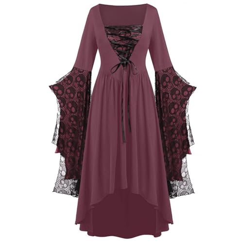 Hexen Kleid Damen, Angebot des Tages Mittelalter Kleid Damen Grün Kleidung Vintage Fasching Viktorianisches Maxikleid Helloween Kostüme Für Frauen Kleider von Pdakieyxnd