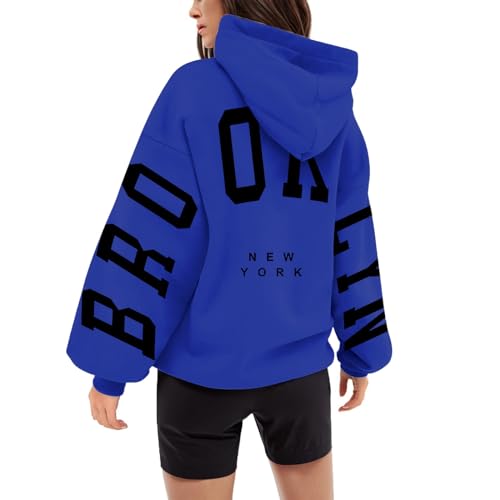 Hoodie Damen Oversize, Hoody Mit Kapuze Mode Teenager Mädchen Sweatjacke Kapuzenpulli Leicht Lang Kapuzenshirt Aesthetic Kapuzenpullover Sweatshirtjacke Dunkelblau von Pdakieyxnd