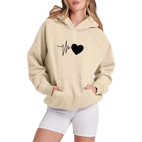 Hoodie Damen Oversize Pullover Baumwolle Sweatshirt Oversized Jacke Y2k Kapuzenshirt Vintage Basic Kapuzenpullover Übergangspulli Retro Kapuzenjacke Kapuzenpulli Mit Taschen von Pdakieyxnd