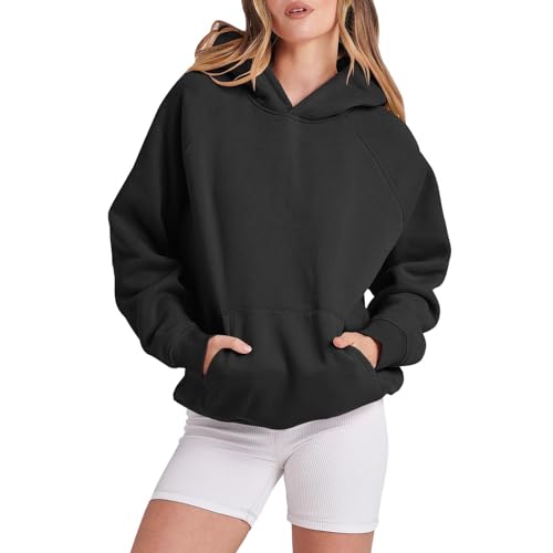 Hoodie Damen Oversize Pullover Baumwolle Sweatshirt Oversized Jacke Y2k Kapuzenshirt Vintage Basic Kapuzenpullover Übergangspulli Retro Kapuzenjacke Kapuzenpulli Mit Taschen von Pdakieyxnd