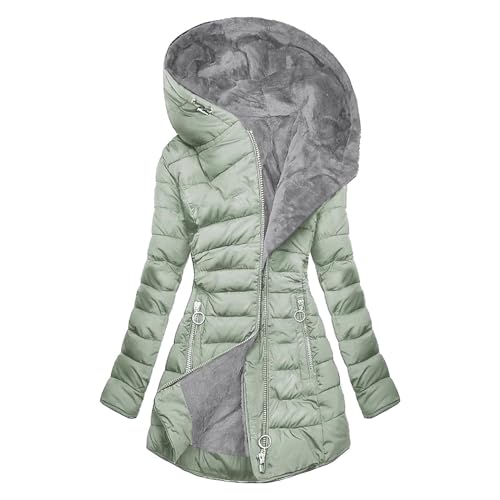 Jacke Damen Winter, Winterjacke Damen Lang Wintermantel Warm Gefüttert Grosse Grössen Winterparka Jacke Mit Kapuze Elegant Einfarbig Teddy Mantel Ausgefallene Übergangsmantel Fleecejacke von Pdakieyxnd