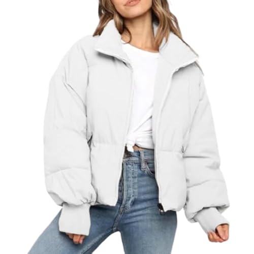 Jacke Teenager, Puffer Jacket Damen Kurze Outdoor Winter Jacke - Leicht Oversize Bomberjacke Teenager Mädchen Ohne Kapuze Schwarz Herbstjacke Wintermantel Warme Kurzjacke Daunenjacken von Pdakieyxnd