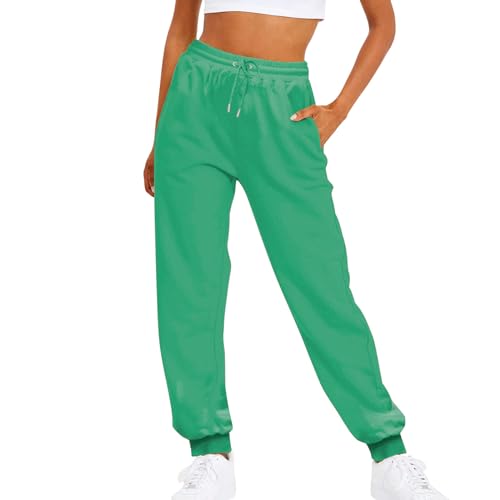 Jogginghose Damen Baggy, Sweatpants Damen Lang Sporthose, Laufhose Baumwolle Yogahose Leicht Jogging Hose Für Frauen Lange Freizeithose Slim Fit Trainingshose Grün von Pdakieyxnd