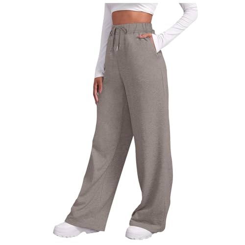 Jogginghose Damen Grau, Jogpants Damen Mit Gummizug Sporthose, Jogginghose Trainingshose Baggy Baumwolle Jogging Hose Für Frauen Lange Freizeithose Slim Fit Khaki von Pdakieyxnd