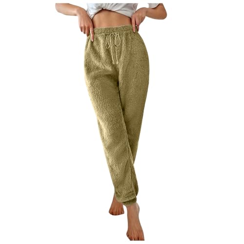 Jogginghose Gefüttert Damen, Flauschige Hose Damen Warme Jogginghose Damen Fleecehose Sweathose Freizeit Winterhose Kordelzug Laufhose Trainingshose Wanderhose Sweatpants Outdoor Hosen von Pdakieyxnd