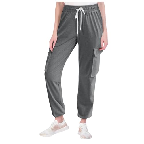 Klamotten Teenager Mädchen, Trainingshose Damen Baggy Jogginghose, Freizeit Yogahose Baumwolle Jogging Hose Für Frauen Sporthose Lange Freizeithose Slim Fit Grau von Pdakieyxnd