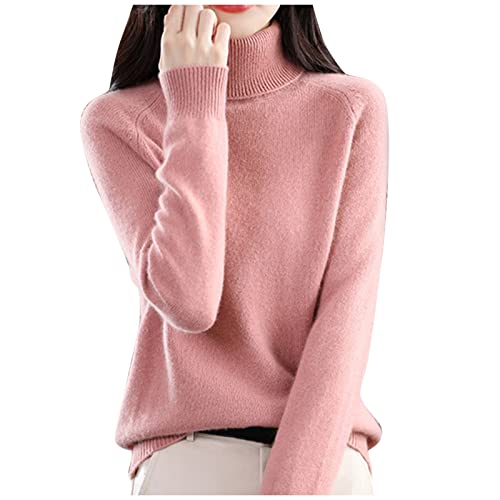 Knit Sweater Damen, Strickpullover Damen Grobmaschig Rollkragenpullover Damen Warm Rollkragenshirt Winterpullover Frauen Langarmshirt Lässiges Stricken Pulli Winter Sweatshirt Oberteile von Pdakieyxnd