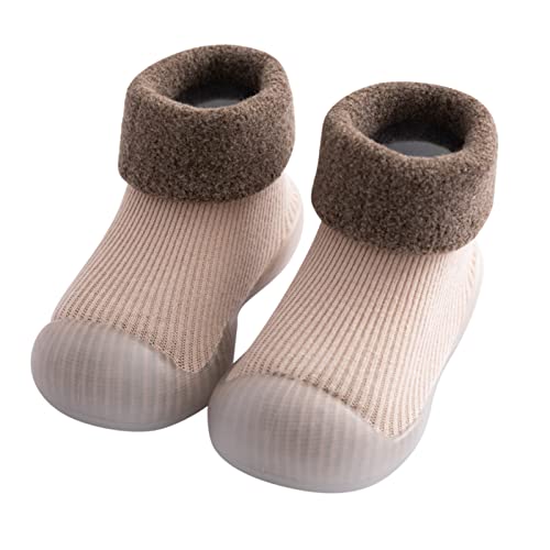 Lauflernschuhe Baby Barfuß Krabbelschuhe - Barfußschuhe rutschfeste Hüttenschuhe Hausschuhe Winter Cosy Roots Antirutschsocken Gummistiefel Sockenschuhe Für Kinder Mädchen Junge Khaki von Pdakieyxnd