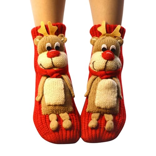 Pdakieyxnd Kuschelsocken Lustig, Socken Damen 39-42 Weihnachten Kuschelsocken Lustig Haussocken - Fuzzy Socks Flauschige Bunte Weihnachtliche Cartoon-Muster Stoppersocken von Pdakieyxnd