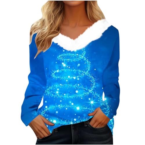 Pdakieyxnd Weihnachten Sale, Weihnachtspullover Damen Glitzer Weihnachtsbluse Weihnachten Pullover - Elegant Weihnachts Hoodie Lustig Schickes Lustige Lustiger Oberteil von Pdakieyxnd