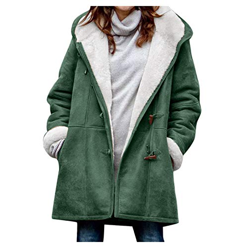 Pdakieyxnd Winterjacke Lang Damen, Softshellmantel Damen Wintermantel Damen Lang Winterjacke Einfarbig Elegant Kapuzenmantel Mäntel Damenmantel Bequemes Schwarz von Pdakieyxnd