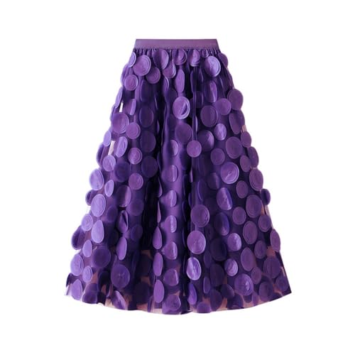 Petticoat Unterrock, Spitzenrock Damen Midi Lang Plissee Rock - Elegant Vintage Blume Gestickte Elastisch High Waist A Linie Swing Tüll Tüllrock Chiffon von Pdakieyxnd