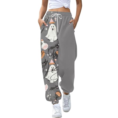 Safari Hose Damen, Sporthose Damen Weite Sweatpants, Hose Baggy Yoga Baumwolle Frauen Laufhosen Fitness High Waist Freizeithose Lang Jogging Trainingshose Hellgrau von Pdakieyxnd