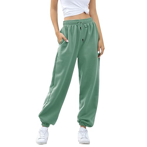 Sommerhose Damen Leicht, Trainingshose Damen Weite Jogginghose, Laufhose Baumwolle Baggy Jogging Hose Für Frauen Sporthose Lange Freizeithose Slim Fit Hellgrün von Pdakieyxnd