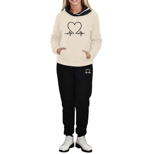 Sportbekleidung Set, Trainingsanzug Damen Baggy Jogginganzug, Gym Set Einfarbig Hausanzug Bequeme Jogging Anzug Teenager Mädchen Lounge Rundhalsausschnitt Sportset von Pdakieyxnd