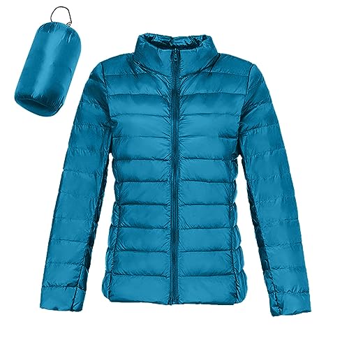 Steppjacke Damen Leicht, Steppmantel Damen Leicht Steppjacke Ohne Kapuze Daunenjacke Wärme Casual Puffer Jacke Leichter Daunenjacken Wattierte Outdoor Steppjacke Blau von Pdakieyxnd