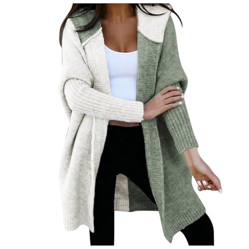 Strickjacke Damen Lang Cardigan - Kapuzenpullover Casual Winter Strickmantel Mit Taschen Und Kapuze Grobstrickjacke Elegant Strick Jacke Strickcardigan Acken Vorne Offen von Pdakieyxnd