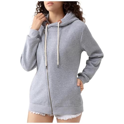 Strickjacke Mit Reissverschluss Damen - Y2k Hoodie Damen Lang Kapuzenjacke, Laufjacke Tops Oversized Mantel Fitness Sweatshirt Farbvarianten Kapuzenpulli Langarm Kapuze Sport Style Casual von Pdakieyxnd