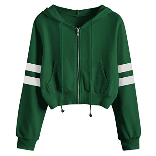 Sweatjacke Damen Mit Kapuze Y2K Hoodie - Sweatjacke Damen Bauchfrei Hoodie Casual Kurz Kapuzenpullover Mit Kapuze Langarm Leicht Kapuzenjacke Einfarbig Cropped Jacke Baumwolle Übergangsjacke Grün von Pdakieyxnd