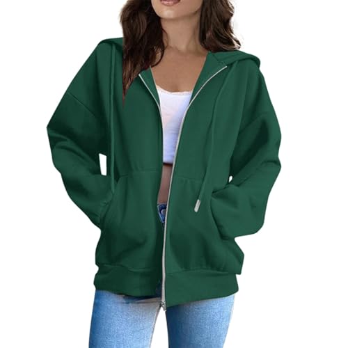 Sweatjacke Damen Oversize Hoodie Jacke, Y2K Zipper Kapuzenjacke Herbst Winter Warm Sweatshirt Jacke Mit Kapuze Teenager Mädchen Fitness Hoodies Sportjacke von Pdakieyxnd