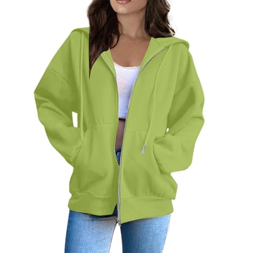 Sweatjacke Damen Oversize Hoodie Jacke, Y2K Zipper Kapuzenjacke Herbst Winter Warm Sweatshirt Jacke Mit Kapuze Teenager Mädchen Fitness Hoodies Sportjacke von Pdakieyxnd