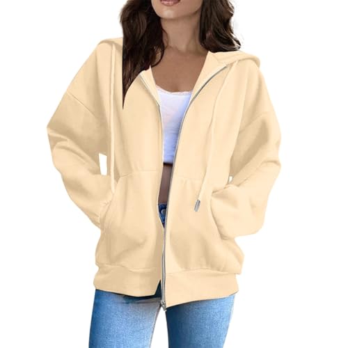 Sweatjacke Damen Oversize - Sweatjacke Damen Oversize Hoodie Jacke, Y2K Zipper Kapuzenjacke Herbst Winter Warm Sweatshirt Jacke Mit Kapuze Teenager Mädchen Fitness Hoodies Sportjacke von Pdakieyxnd