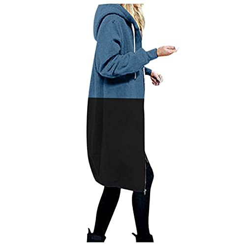 Sweatjacke Damen Zipper Hoodie Mit Kapuze Sport Sweatshirt Einfarbig Elegant Kapuzenjacke Winter Lange Oversize Hoodies Mantel Jacke Teenager Mädchen Kapuzenpullover Mit Reißverschluss Blau von Pdakieyxnd