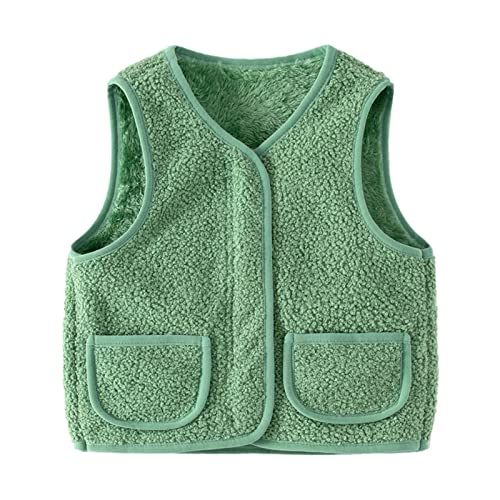 Teddy Weste Kinder, Teddy Fleece Weste Kinder Winter Armellos Fellweste - Winter Jungen Mädchen Flauschig Weste Mäntel Atmungsaktive Vest Jacke Weste Mäntel Grün von Pdakieyxnd