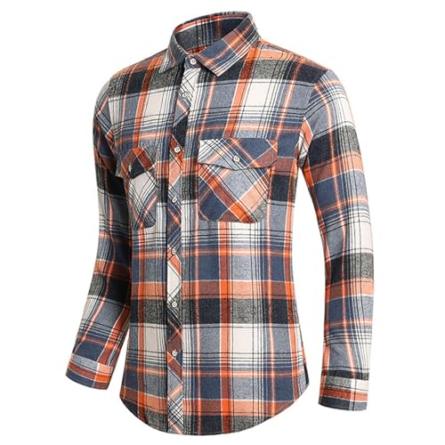 Trachtenhemd Herren Stehkragen Kariertes Hemd - Trachten Hemden Langarm Freizeithemden Oktoberfest Outfit Kariert Shirt Regular Fit Flanellhemd Für Freizeit Bayrisches Hellrosa von Pdakieyxnd