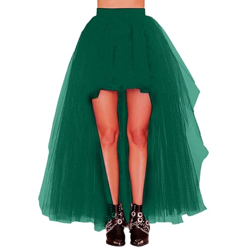 Tüllrock Fasching Damen, Chiffon Rock Damen Lang Midi Plissee - Elastische Elegant Vintage Tüll A-Linie Mesh Swing Midirock Für Alltag, Abschlussball Spitzenrock Tüllrock von Pdakieyxnd