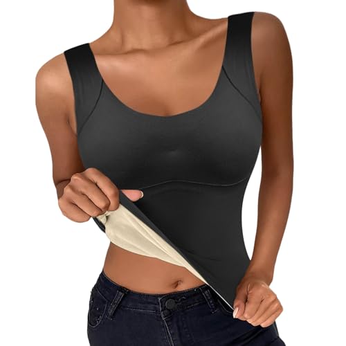 Unterhemd Mit BH Integriert, Unterhemd Mit BH Integriert Damen BH Hemd Ohne Bügel Mit Cups - V-Ausschnitt Eingebauter BH Stretch Unterhemden Gepolstert Tank Tops Einfarbig Bequeme Hemd Sport BH von Pdakieyxnd