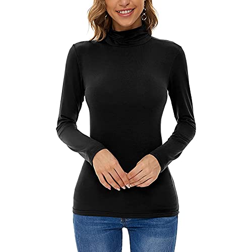 Unterziehrolli Damen, Dünn Unterziehrolli Damen Baumwoll Langarm Rollkragenshirt Pullover - Warm Thermooberteil Rolli Turtle Neck Rollkragen Pullover Basic Tops Unterziehshirt von Pdakieyxnd