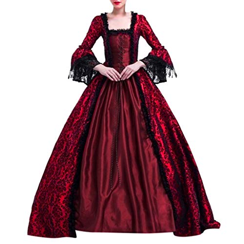 Vampir Kleid Damen, B Ware Retouren Mittelalter Kleidung Damen Lang Kleid Viktorianisches Fasching Vintage Maxikleid Helloween Kostüme Für Frauen Kleider von Pdakieyxnd