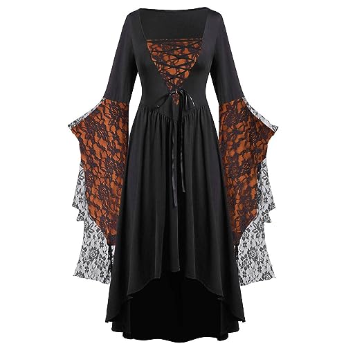 Vampire Kostüm Damen, Retourenkauf Angebote Mittelalter Kleid Damen Sexy Kleidung Lang Schulterfreies Vampir Kostüm Halloween Fasching Karneval Vintage Mittelalterkleid Für von Pdakieyxnd