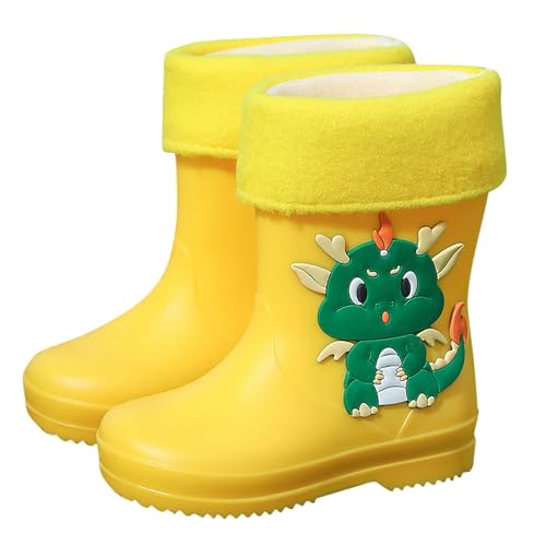 Warehouse Deals Angebote, Gefütterte Gummistiefel Kinder Thermo Regenstiefel Regen Mädchen Cartoon rutschfest Stiefeletten Leicht Outdoor Kinderstiefel Jungen Gelb von Pdakieyxnd