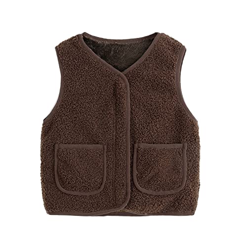 Weste Kinder, Ärmellose Teddy Fleece Weste Jacke Baby Winter Weste Mäntel - Flauschig Jungen Mädchen Atmungsaktive Fleeceweste Vest Jacke Fellweste Braun von Pdakieyxnd