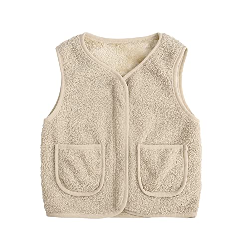 Weste Mädchen, Ärmellose Teddy Fleece Weste Jacke Baby Winter Weste Mäntel - Flauschig Jungen Mädchen Atmungsaktive Fleeceweste Vest Jacke Fellweste Weiß von Pdakieyxnd