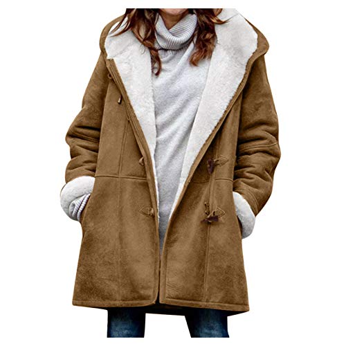 Winterjacke Lang Damen, Softshellmantel Damen Wintermantel Damen Lang Winterjacke Einfarbig Elegant Kapuzenmantel Mäntel Damenmantel Bequemes Schwarz von Pdakieyxnd