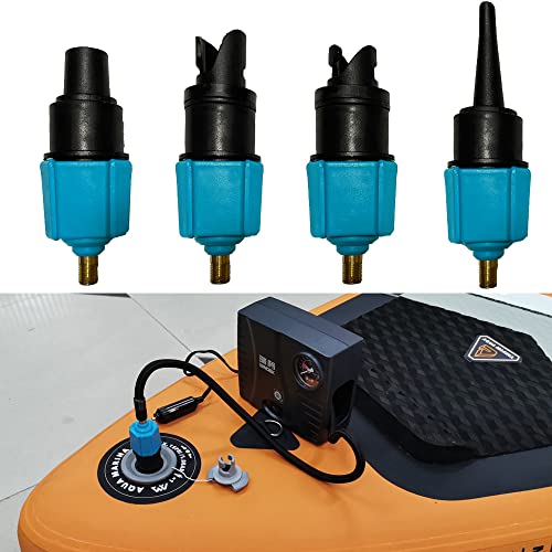 Aufblasbarer SUP-Pumpenadapter, PeSandy Luftpumpenadapter mit 4 Luftventildüsen für Stand Up Paddle Board/ Schlauchboot/ Beiboot/ Boston-Ventil, Sup Ventil Adapter für Konventionelle Luftpumpe (Blau) von PeSandy